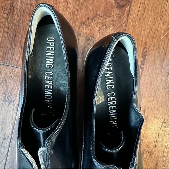 Opening Ceremony 38 Grunge Black Leather Zip Front Loafers Oxford Platform Shoes - Picture 5 of 6